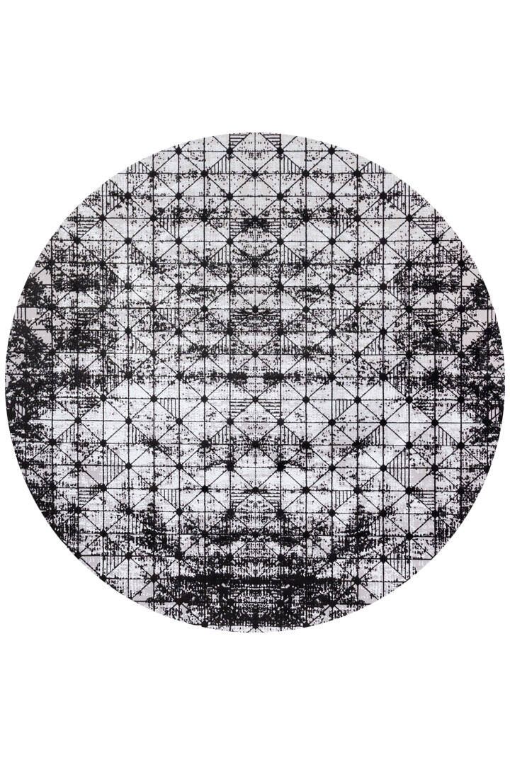 Parlak Saten Dokulu Poem Bambu Tuşe Modern Trend Yuvarlak Halı Pm06 Siyah - 1