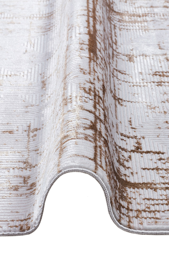 Parlak Saten Dokulu Poem Bambu Tuşe Modern Trend Yuvarlak Halı Pm07 Bej - 3