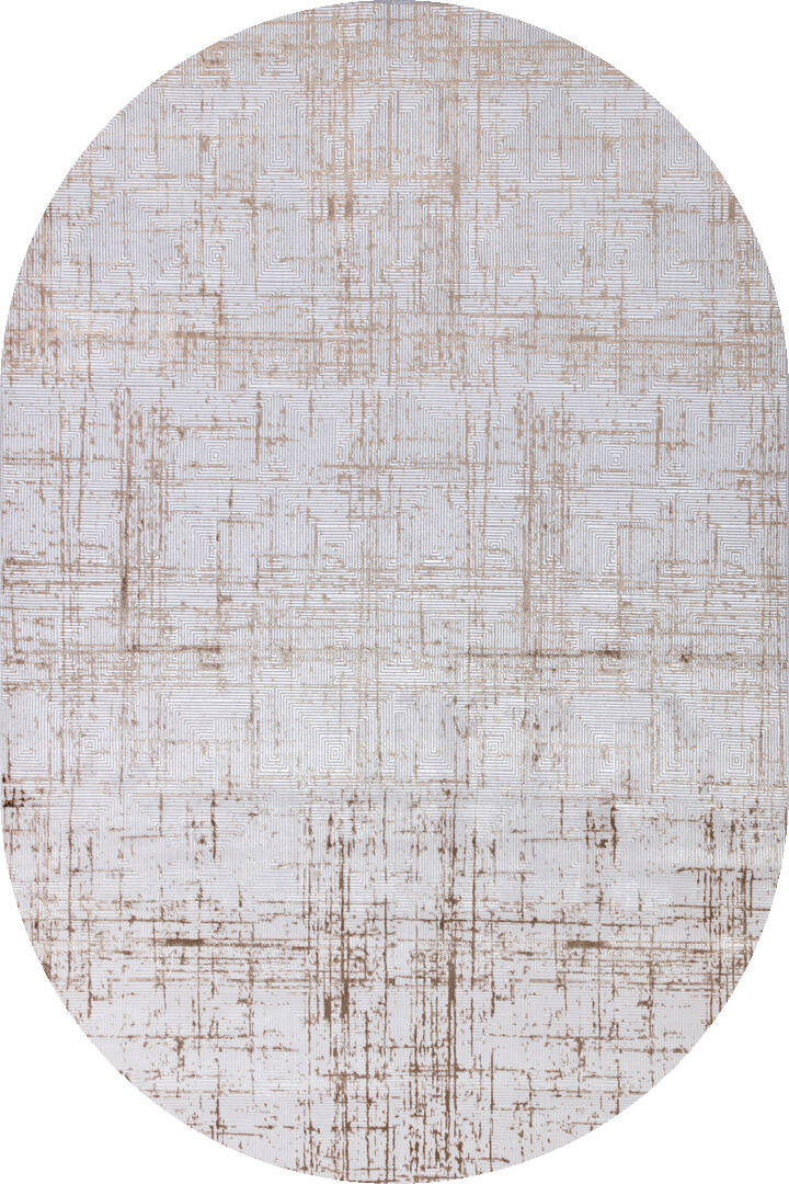 Parlak Saten Dokulu Poem Bambu Tuşe Modern Trend Yuvarlak Halı Pm07 Bej - 1