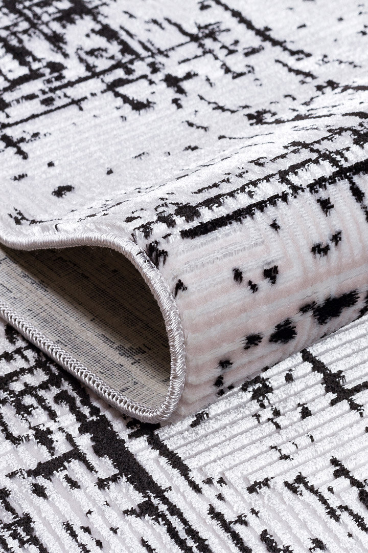 Parlak Saten Dokulu Poem Bambu Tuşe Modern Trend Yuvarlak Halı Pm07 Siyah - 2