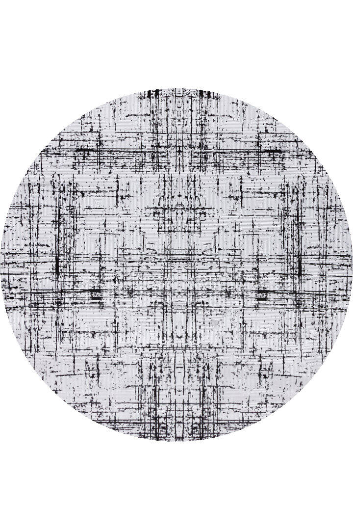 Parlak Saten Dokulu Poem Bambu Tuşe Modern Trend Yuvarlak Halı Pm07 Siyah - 1