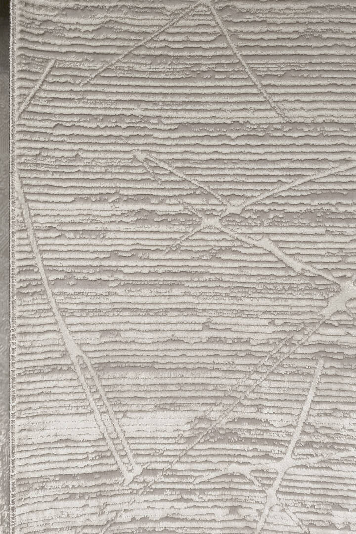 Parlak Saten Dokulu Poem Bambu Tuşe Modern Trend Yuvarlak Halı Pm09 Beyaz - 2