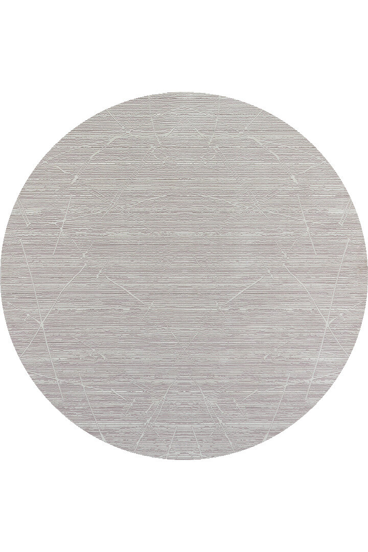 Parlak Saten Dokulu Poem Bambu Tuşe Modern Trend Yuvarlak Halı Pm09 Beyaz - Frenda