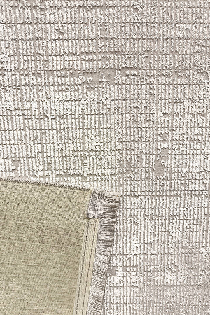 Parlak Saten Dokulu Poem Bambu Tuşe Modern Trend Yuvarlak Halı Pm11 Beyaz - 3