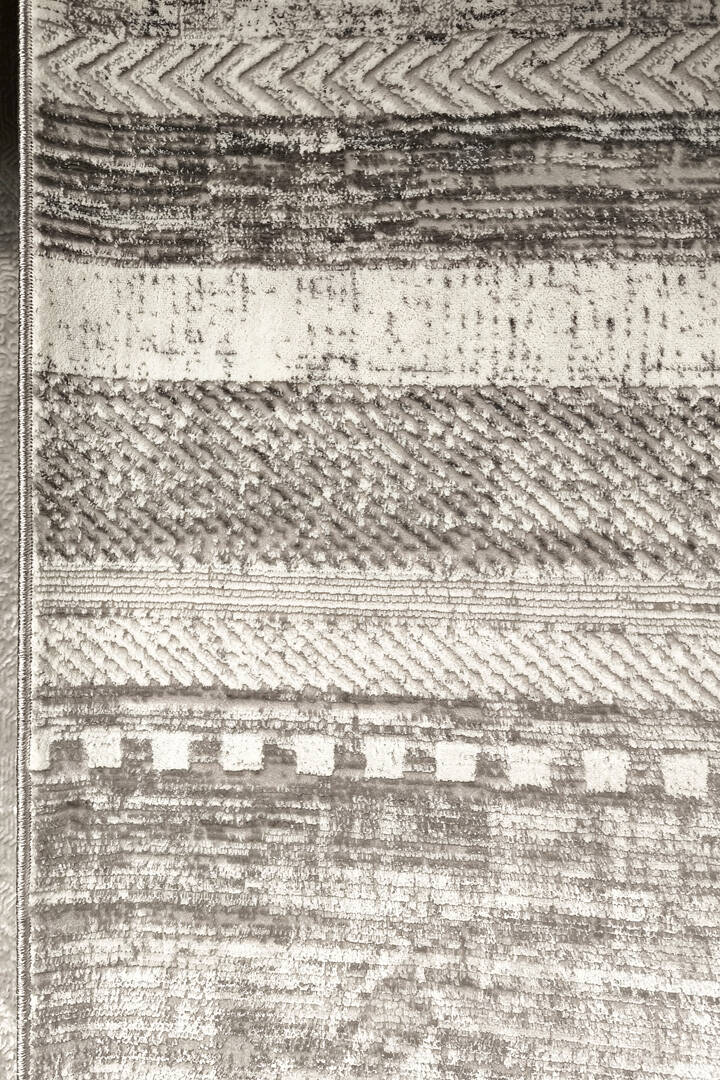 Parlak Saten Dokulu Poem Bambu Tuşe Modern Trend Yuvarlak Halı Pm12 Beyaz - 2