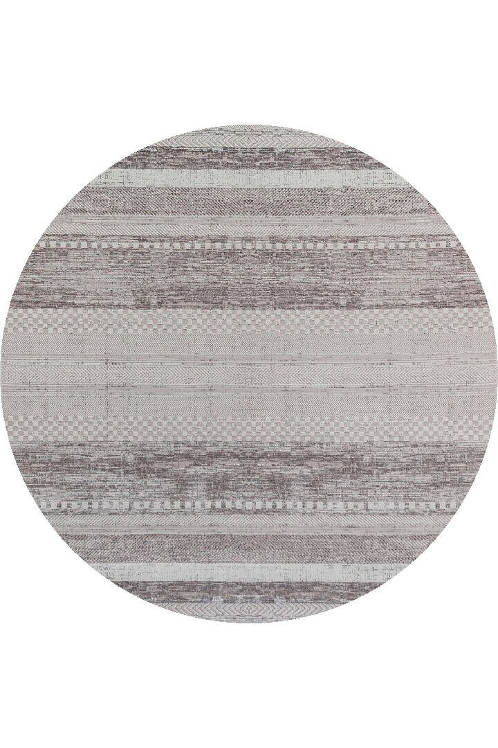 Parlak Saten Dokulu Poem Bambu Tuşe Modern Trend Yuvarlak Halı Pm12 Beyaz - 1