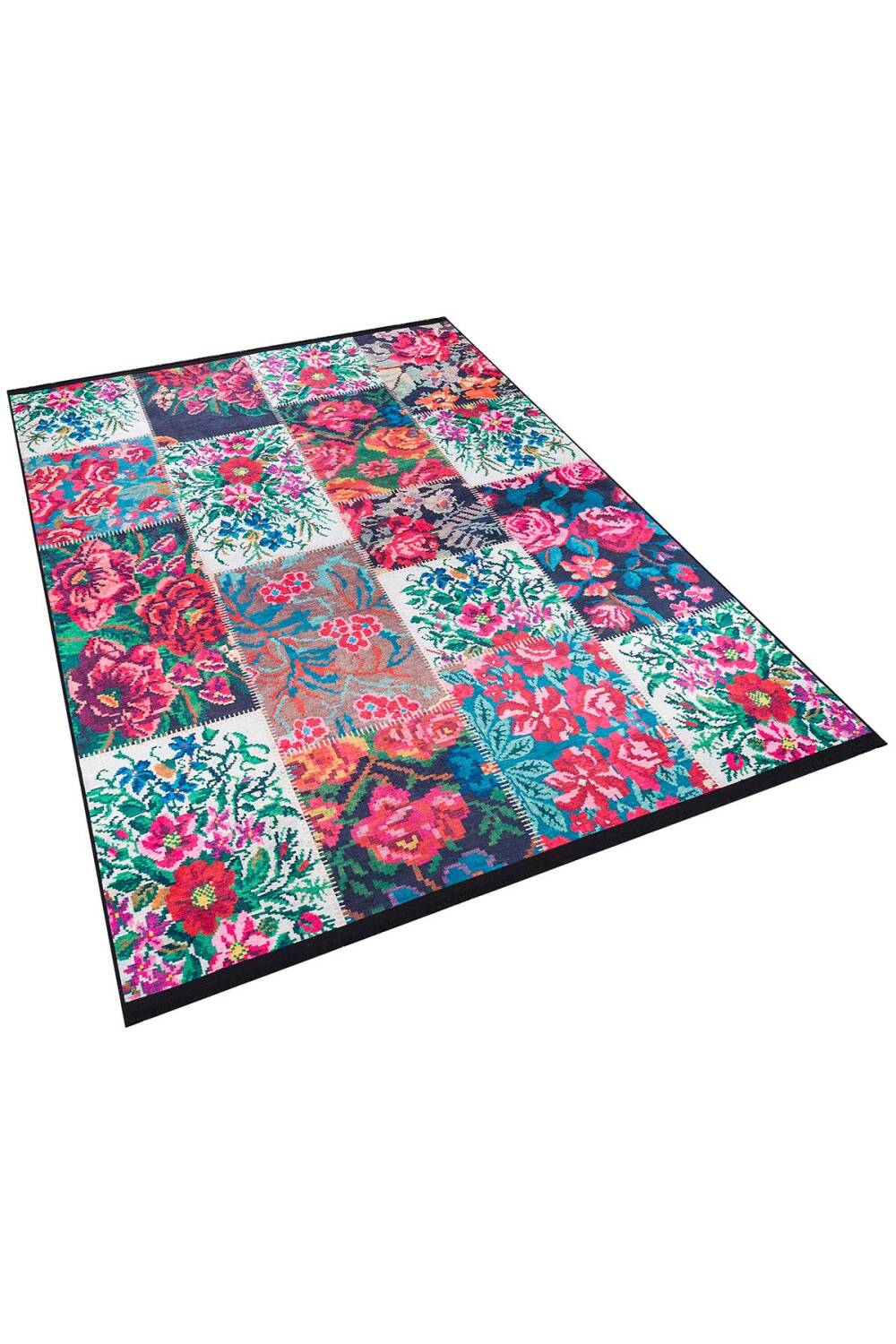 Patchwork Desen Dokuma Pamuk Taban Dijital Dekoratif Halı Beyaz - 2