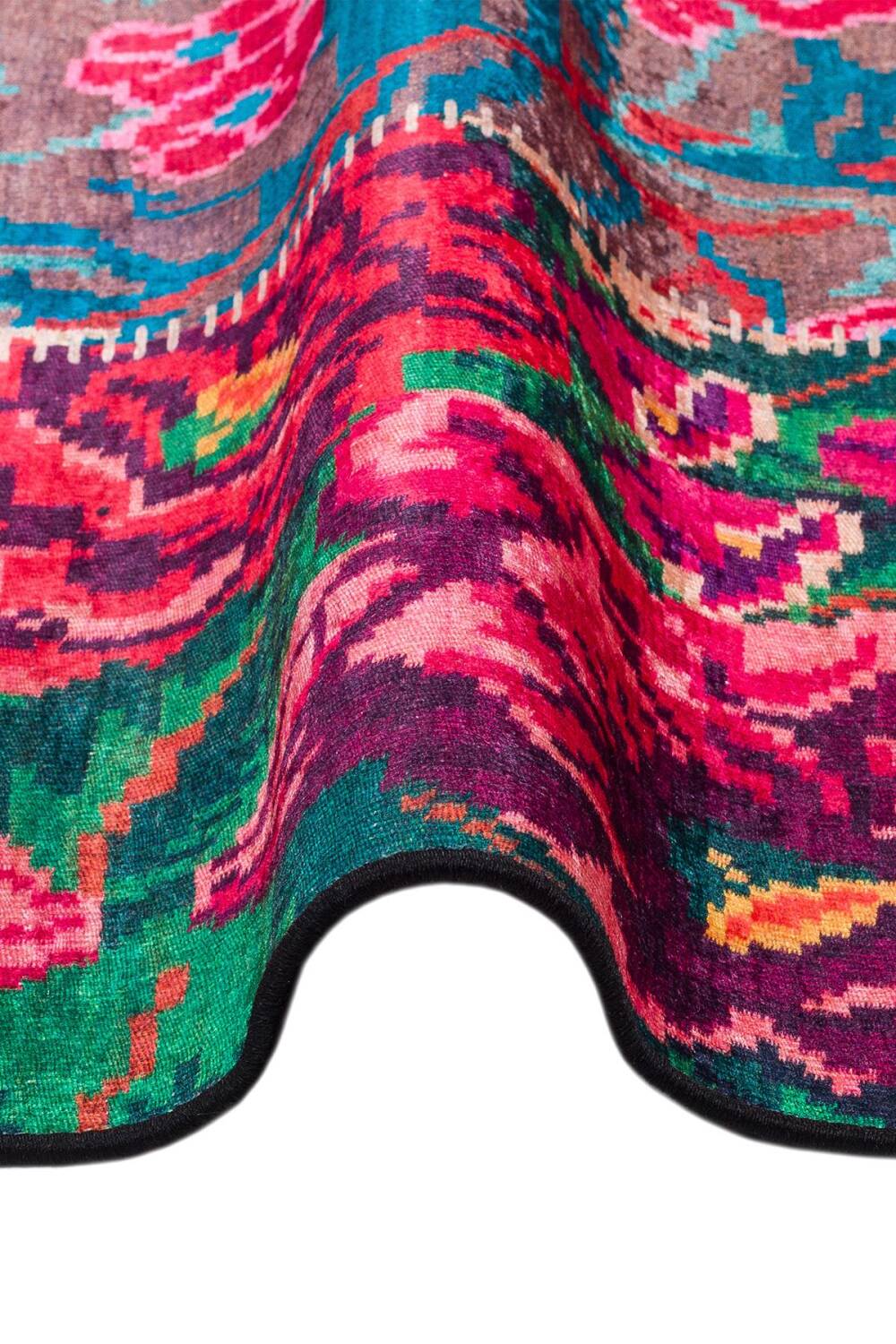 Patchwork Desen Dokuma Pamuk Taban Dijital Dekoratif Halı Beyaz - 3