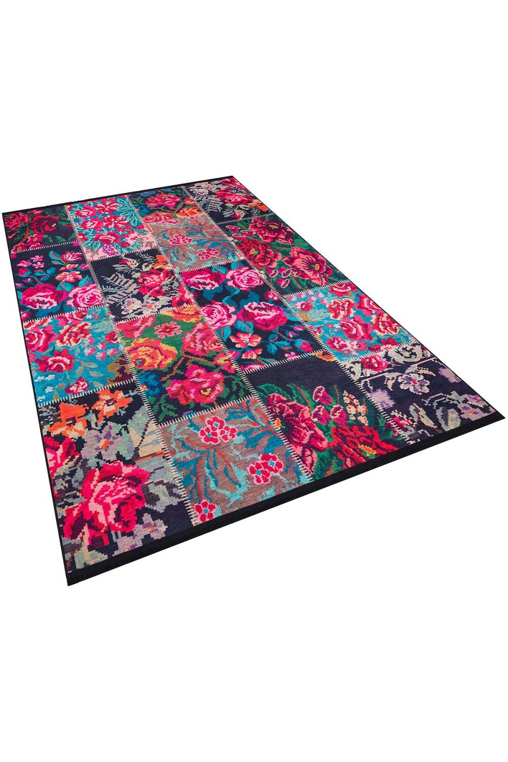 Patchwork Desen Dokuma Pamuk Taban Dijital Dekoratif Halı Kırmızı - 2