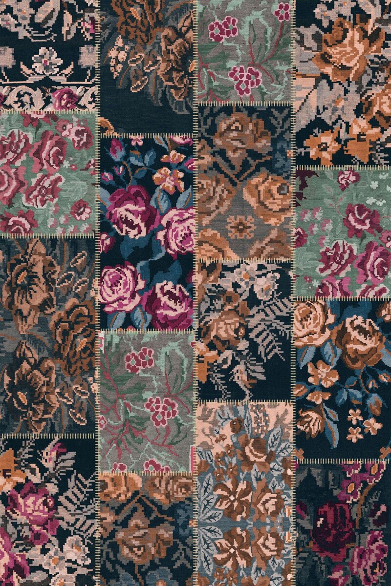 Patchwork Desen Dokuma Pamuk Taban Dijital Dekoratif Halı Vizon - Frenda (1)