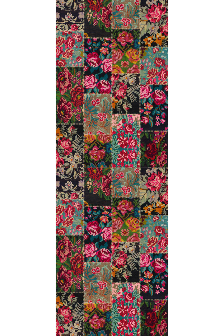 Patchwork Desen Dokuma Pamuk Taban Dijital Dekoratif Yolluk Kesme Halı Kırmızı - 2