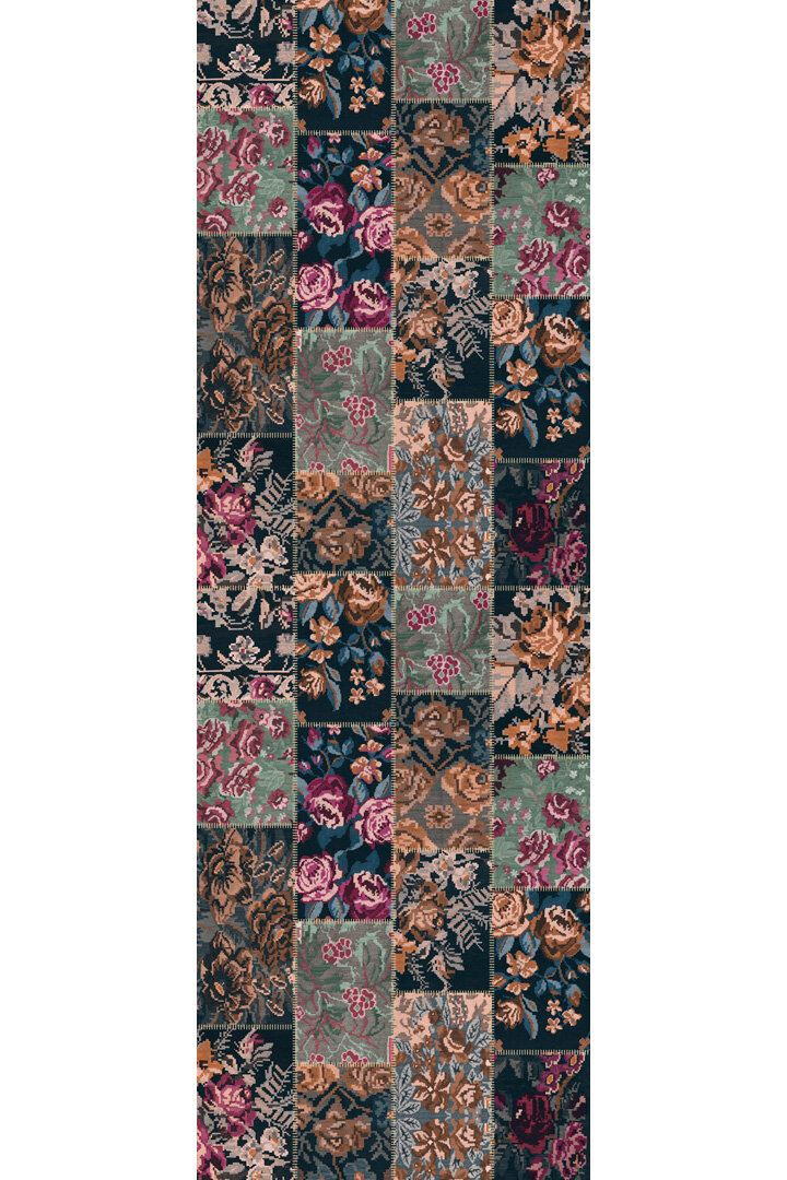 Patchwork Desen Dokuma Pamuk Taban Dijital Dekoratif Yolluk Kesme Halı Vizon - 2