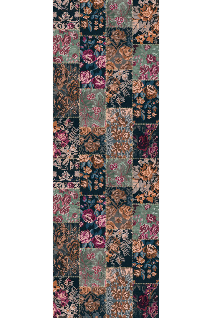 Patchwork Desen Dokuma Pamuk Taban Dijital Dekoratif Yolluk Kesme Halı Vizon - 2