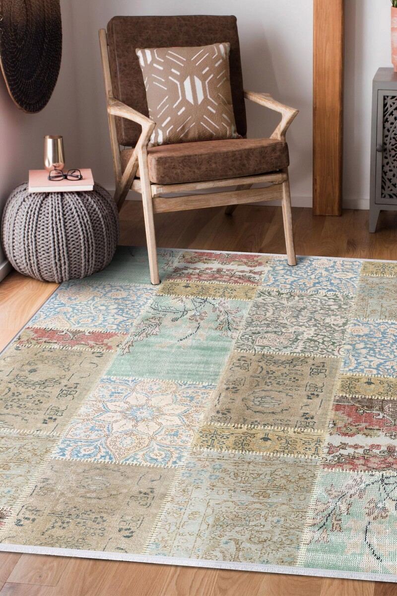 Patchwork Desenli Dokuma Pamuk Taban Dijital Dekoratif Halı 