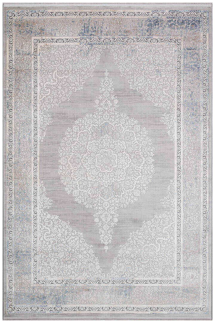 Premium Harmony Viskon Klasik Desenli Göbekli Halı 12995 Mavi - 2