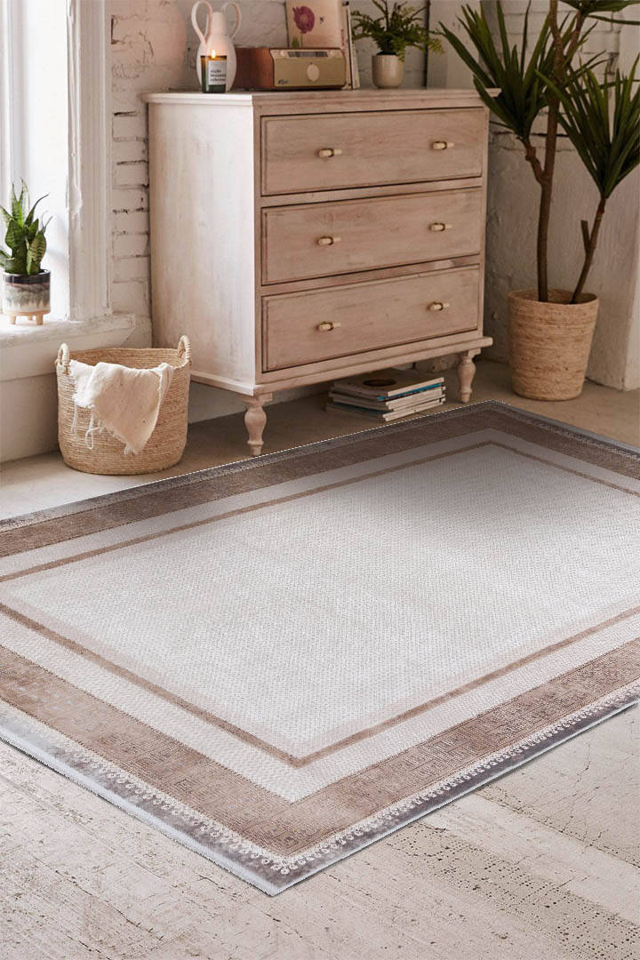 Premium Harmony Viskon Modern çerçeveli Halı 21089 Kahve - 1