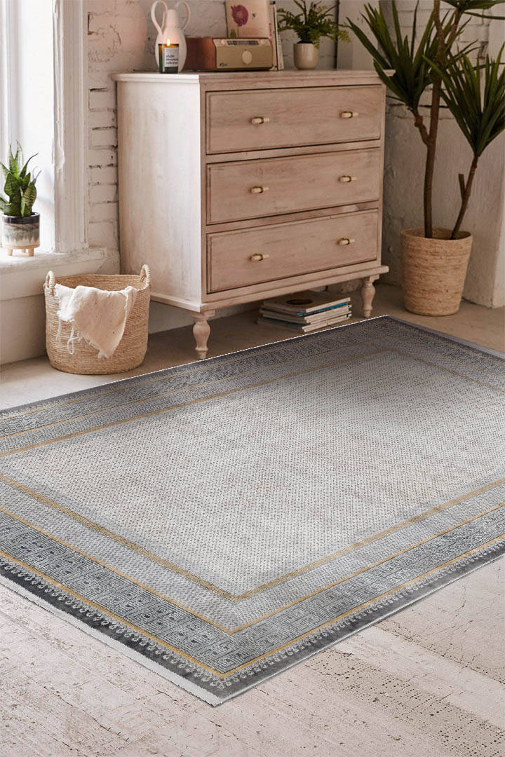 Premium Harmony Viskon Modern çerçeveli Halı 21089 Sarı - 1