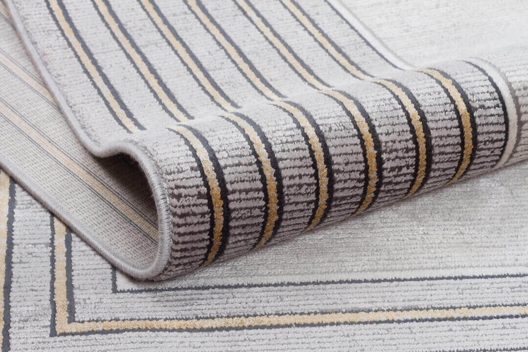 Premium Harmony Viskon Modern Çerçeveli Halı 21102 Gri - 3