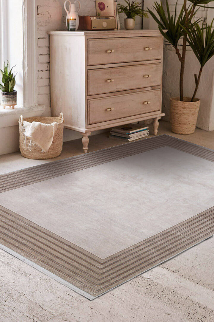 Premium Harmony Viskon Modern Çerçeveli Halı 21102 Kahve - 1