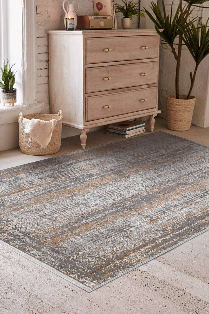 Premium Harmony Viskon Modern Halı 21023 Koyu Gri - 1