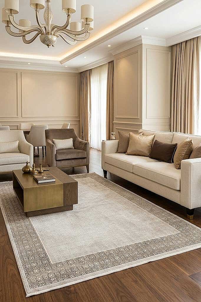 Prime Kreasyon Merlin Çerçeveli Klasik Salon Halısı Me01 Gold - Frenda