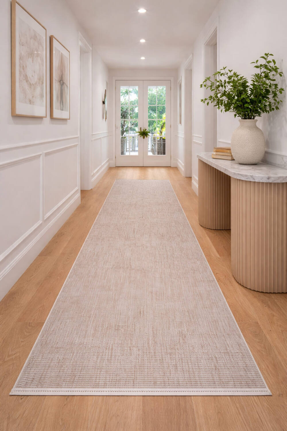 Puf Dokulu Sade Renk Kabartmalı Modena Masaj Etkili Yolluk Özel Ölçü Kesme Halı Mo02 Bej - 1