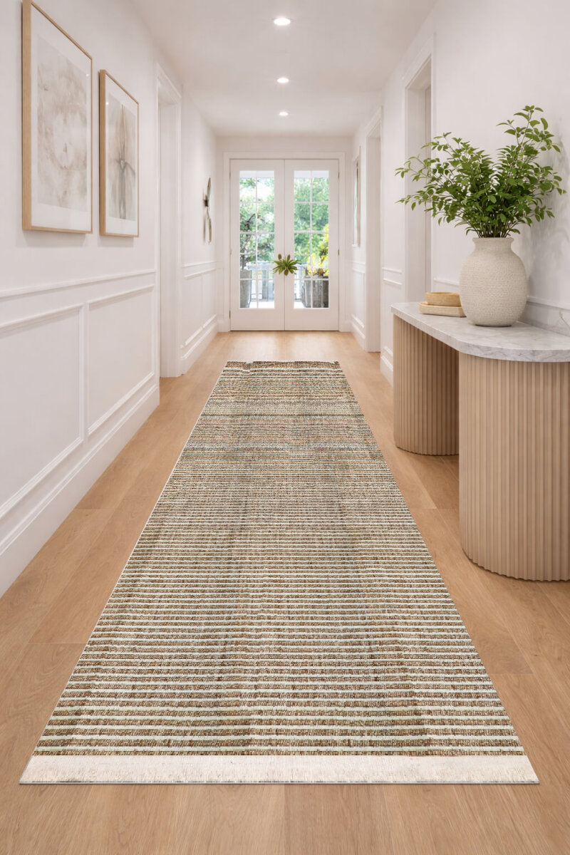 Puf Dokulu Sade Renk Kabartmalı Modena Masaj Etkili Yolluk Özel Ölçü Kesme Halı Mo04 Terra - Frenda