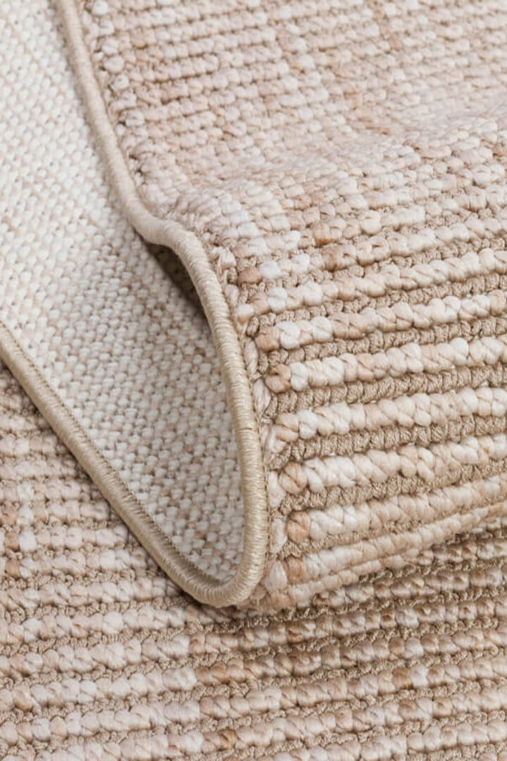 Puf Dokulu Sade Renk Kabartmalı Modena Masaj Etkili Yuvarlak Halı Mo02 Bej - 2