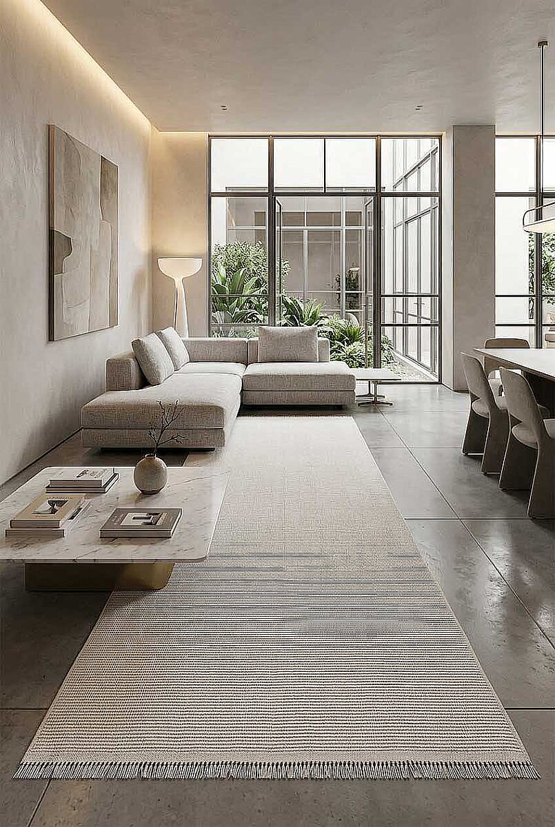 Puf Yumuşak Kabartmalı Sade Renk Milano Masaj Etkili Halı Ml01 Krem - 3