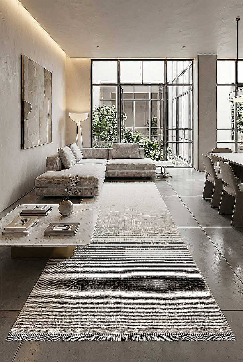 Puf Yumuşak Kabartmalı Sade Renk Milano Masaj Etkili Halı Ml01 Krem - 3