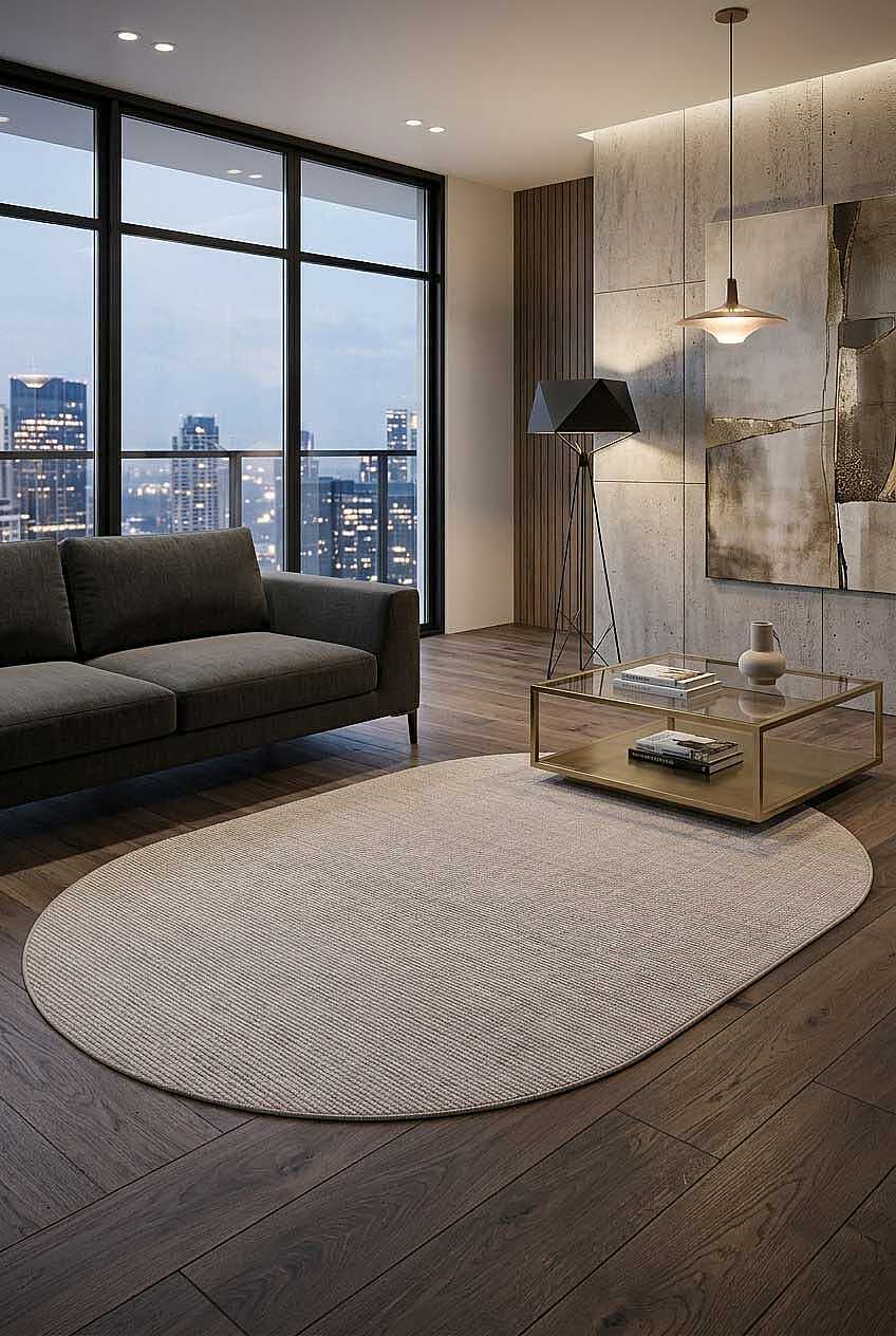 Puf Yumuşak Kabartmalı Sade Renk Milano Masaj Etkili Oval Halı Ml01 Bej