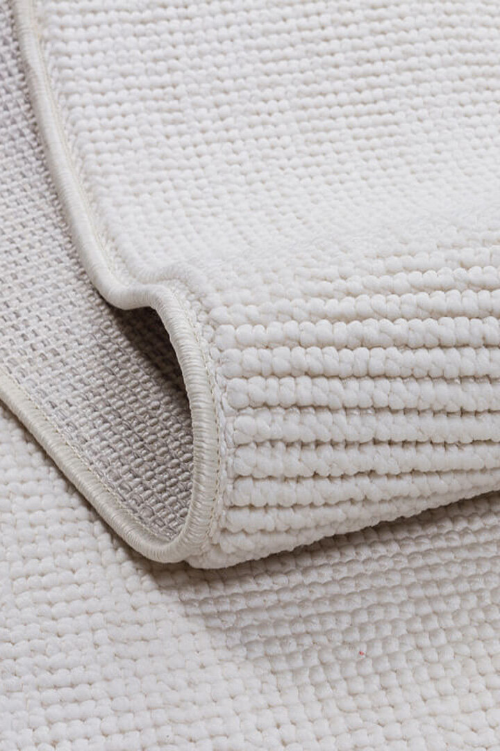 Puf Yumuşak Kabartmalı Sade Renk Milano Masaj Etkili Oval Halı Ml01 Krem - 3