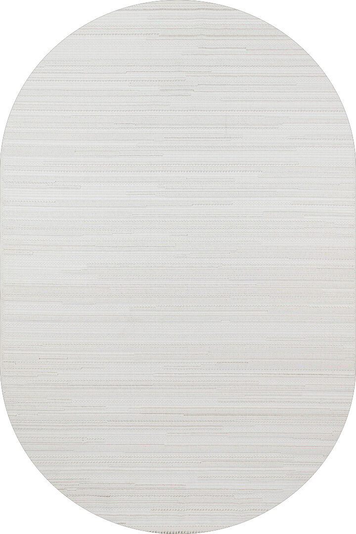 Puf Yumuşak Kabartmalı Sade Renk Milano Masaj Etkili Oval Halı Ml02 Krem 