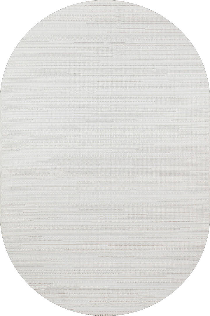 Puf Yumuşak Kabartmalı Sade Renk Milano Masaj Etkili Oval Halı Ml02 Krem - 1