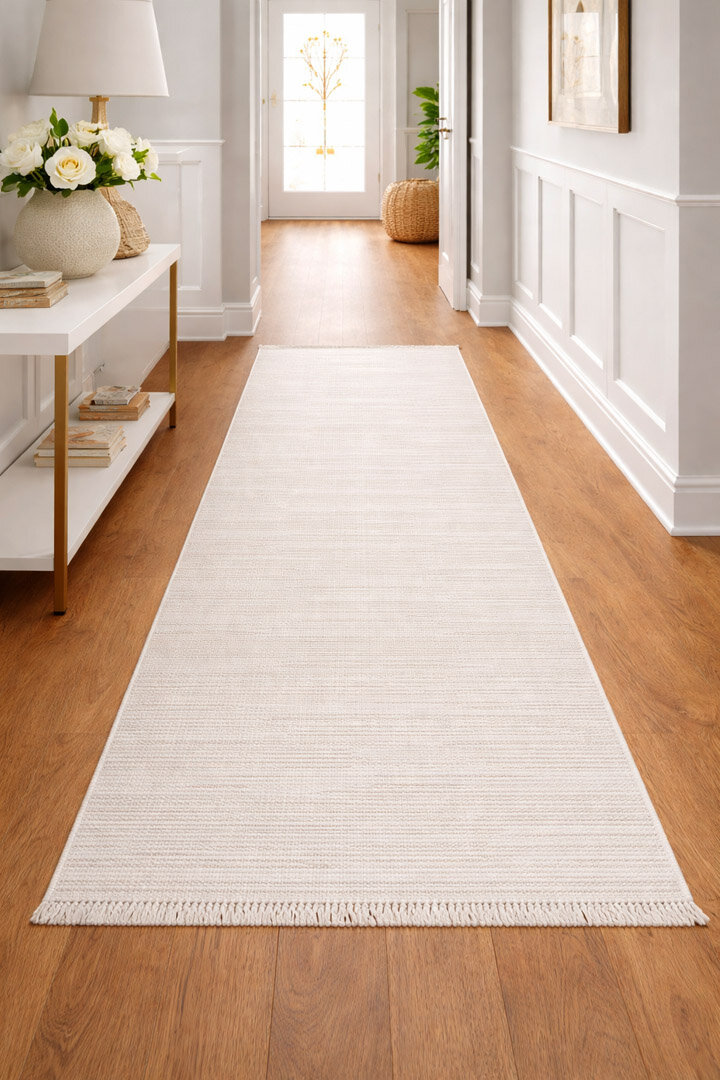 Puf Yumuşak Kabartmalı Sade Renk Milano Masaj Etkili Yolluk Özel Ölçü Kesme Halı Ml02 Krem - Frenda