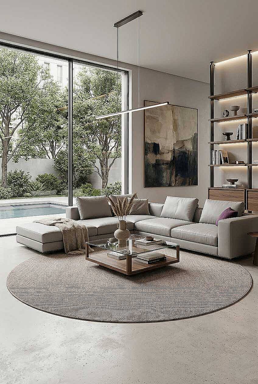 Puf Yumuşak Kabartmalı Sade Renk Milano Masaj Etkili Yuvarlak Halı Ml01 Bej - 1