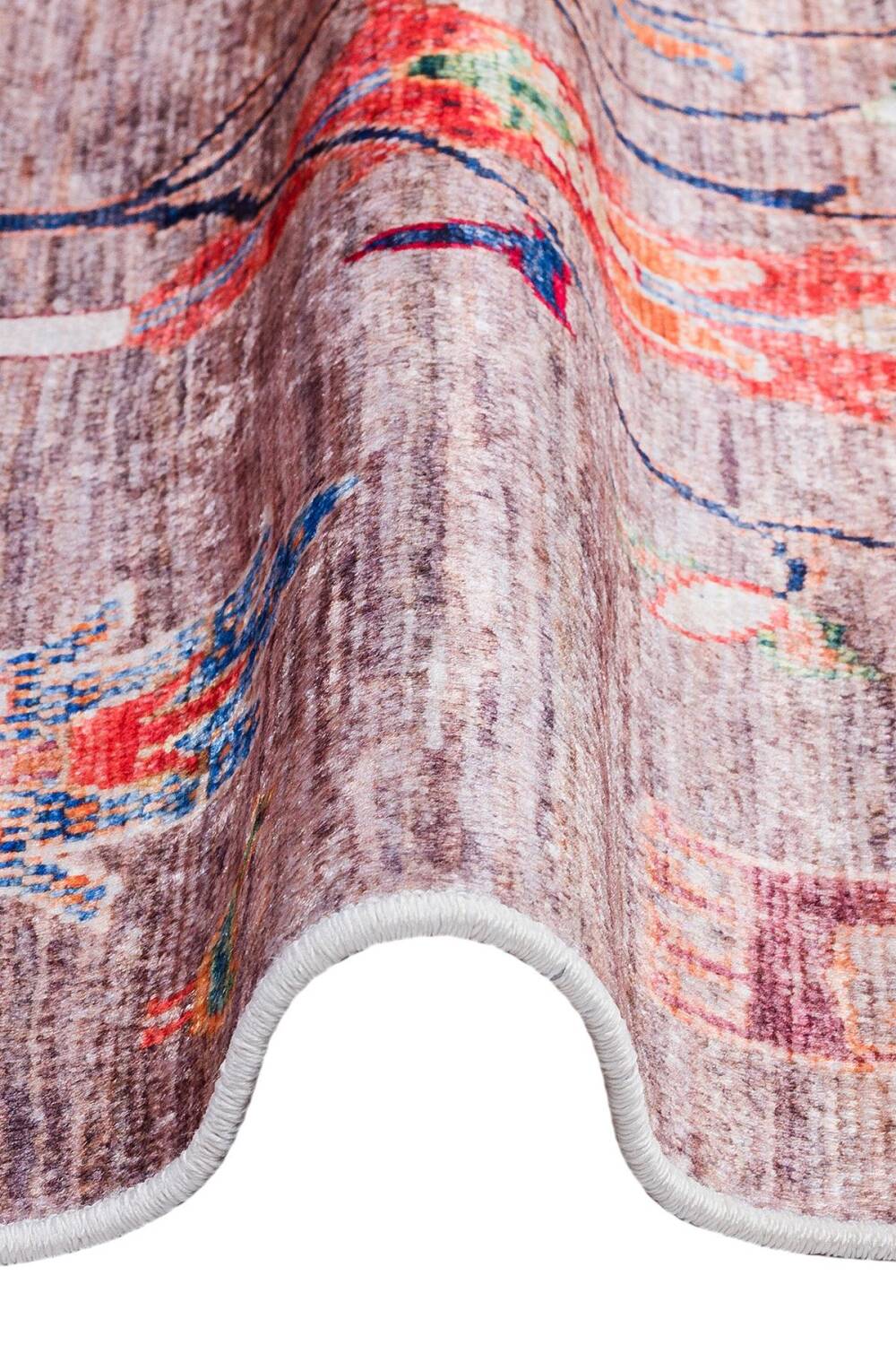 Şal Desenli Dokuma Pamuk Taban Dijital Dekoratif Halı Vizon - 3