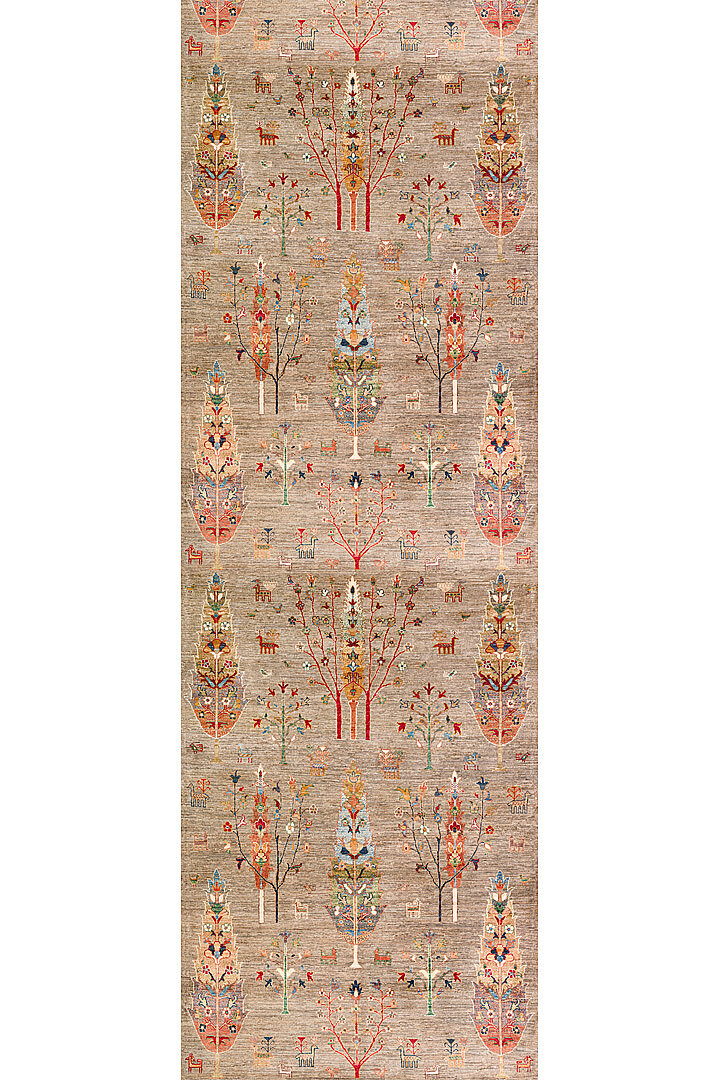 Şal Desenli Dokuma Pamuk Taban Dijital Dekoratif Yolluk Halı Vizon - 2