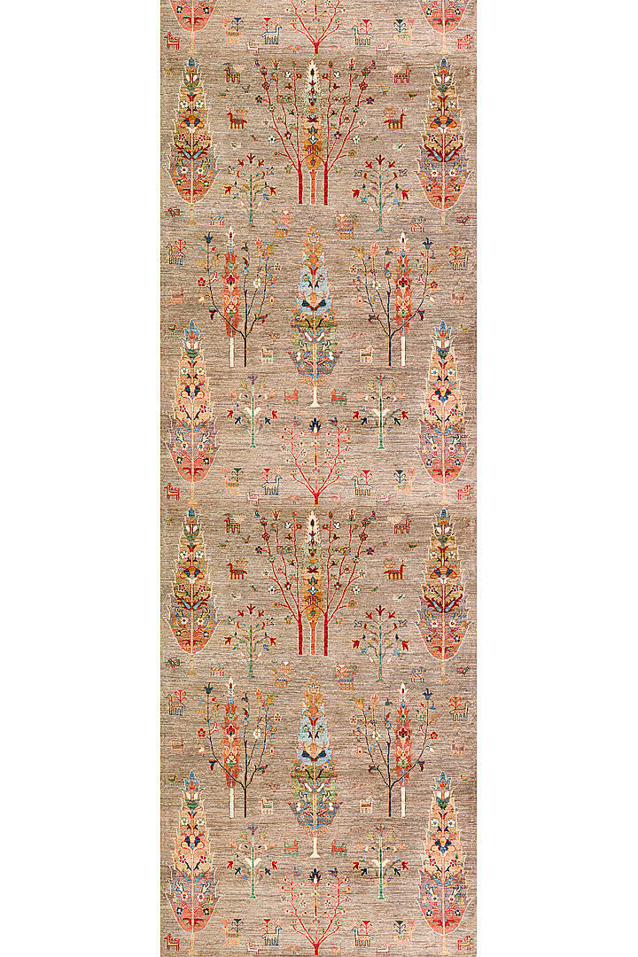 Şal Desenli Dokuma Pamuk Taban Dijital Dekoratif Yolluk Halı Vizon - 2