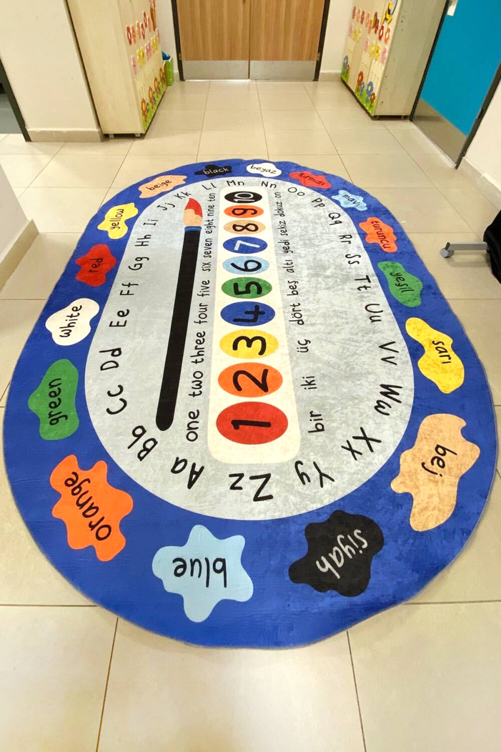 Sayılar Ve Renkler Eğitici Anaokulu Kreş ve Çocuk Odası Oval Halı - 3