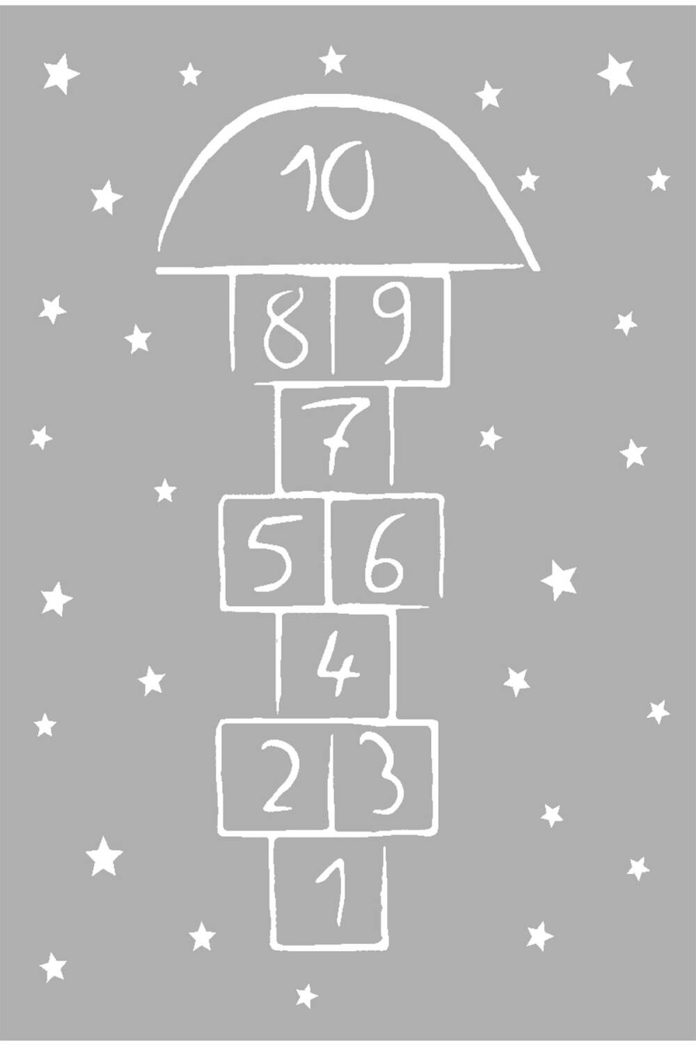 Seksek Desenli Kaymaz Deri Taban Oyun Halısı Gri - 1