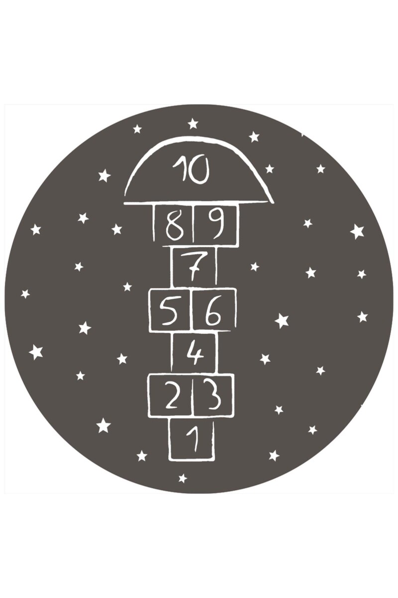 Seksek Desenli Kaymaz Deri Taban Yuvarlak Oyun Halısı Antrasit - Frenda