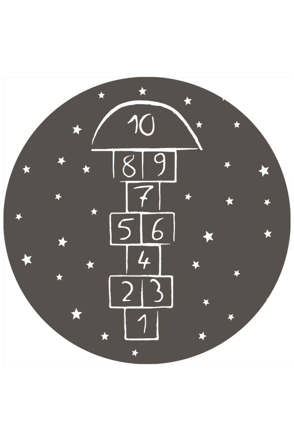 Seksek Desenli Kaymaz Deri Taban Yuvarlak Oyun Halısı Antrasit - 1