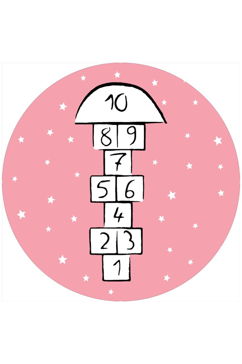 Seksek Desenli Kaymaz Deri Taban Yuvarlak Oyun Halısı Pembe - Frenda