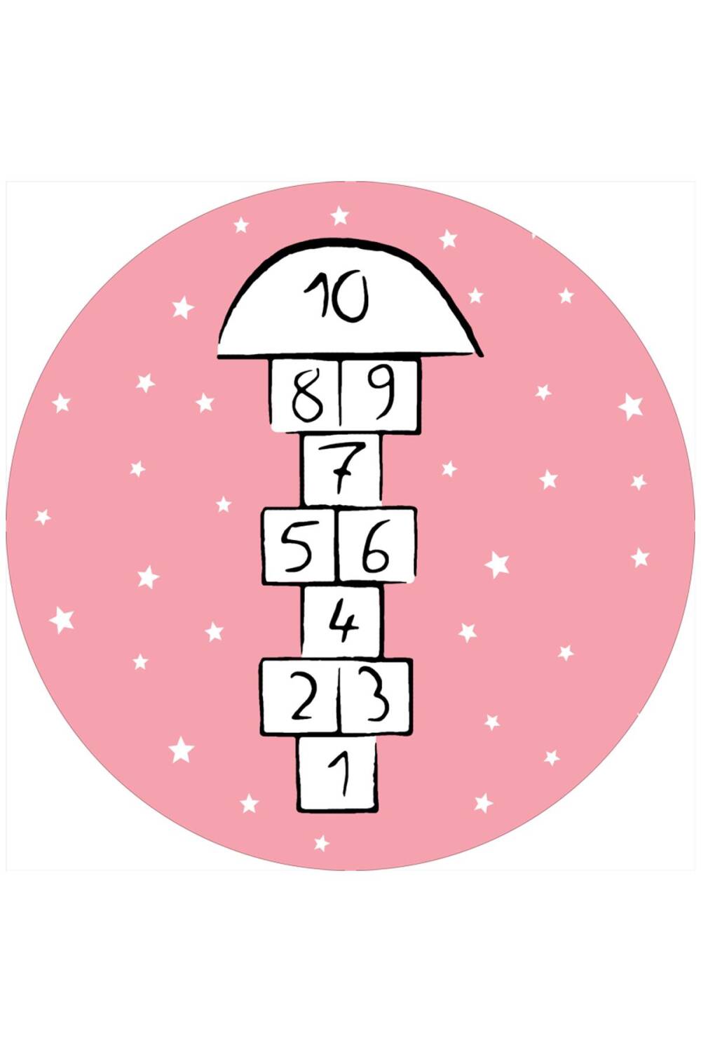 Seksek Desenli Kaymaz Deri Taban Yuvarlak Oyun Halısı Pembe - 1