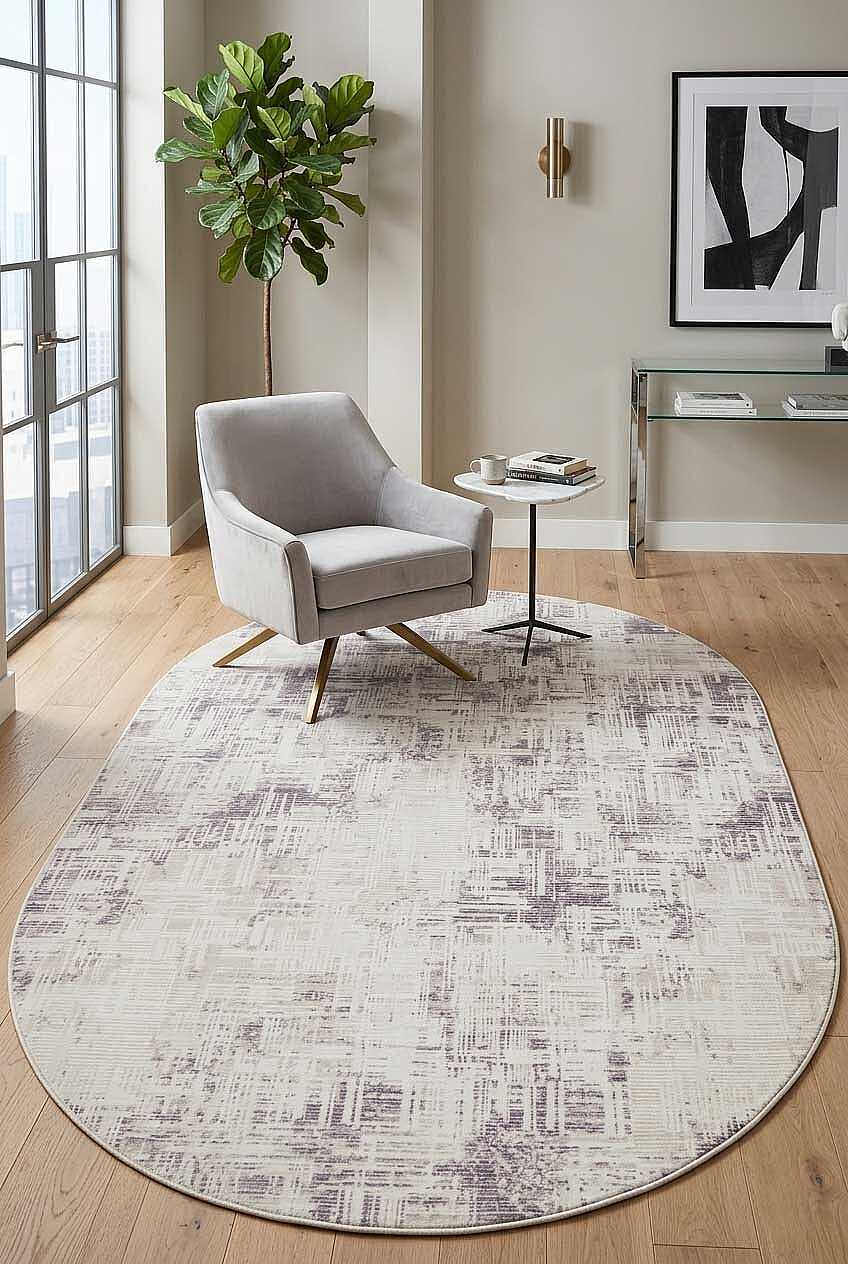 Sofistike Desen Raymond Akrilik Makine Oval Halı Ra09 Gri