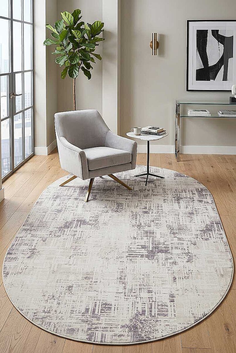 Sofistike Desen Raymond Akrilik Makine Oval Halı Ra09 Gri 