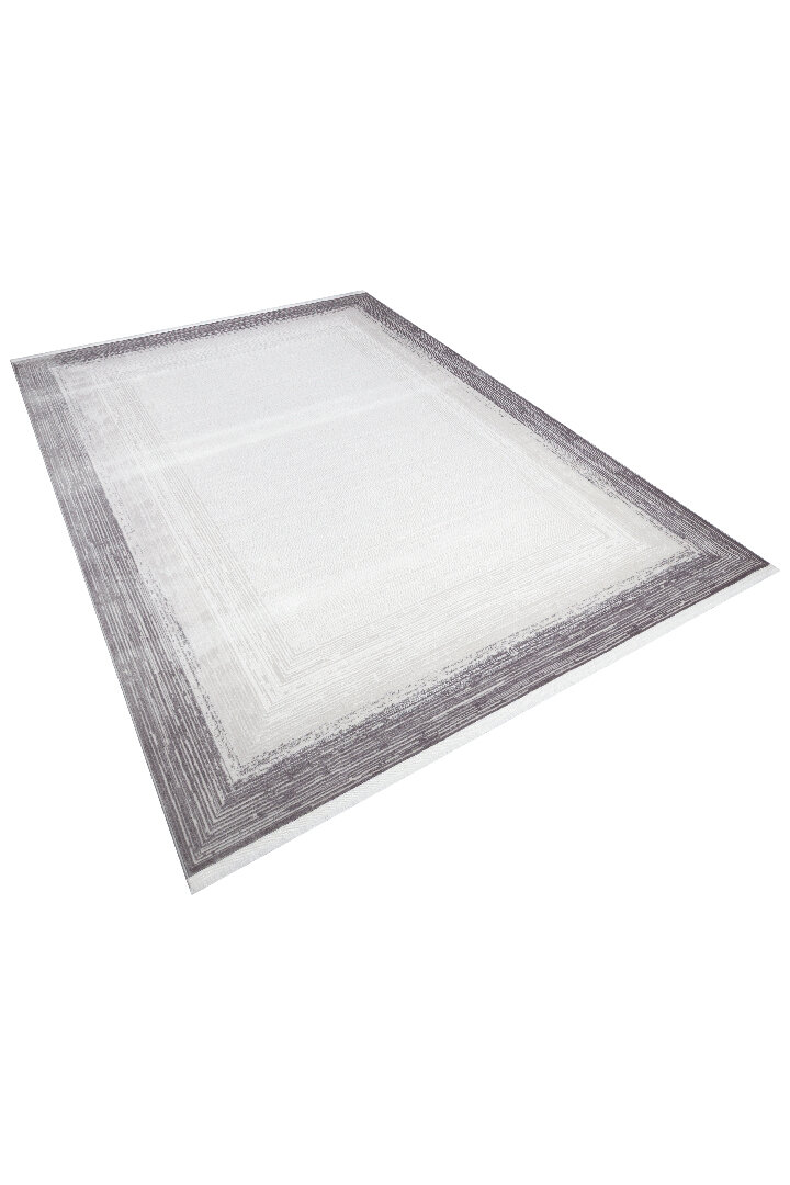 Sofistike Desen Raymond Akrilik Makine Yolluk Özel Ölçü Kesme Halı Ra03 Gri - 3