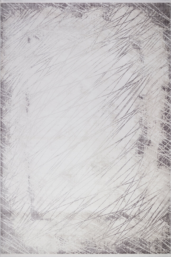 Sofistike Desen Raymond Akrilik Makine Yolluk Özel Ölçü Kesme Halı Ra05 Gri - Frenda (1)