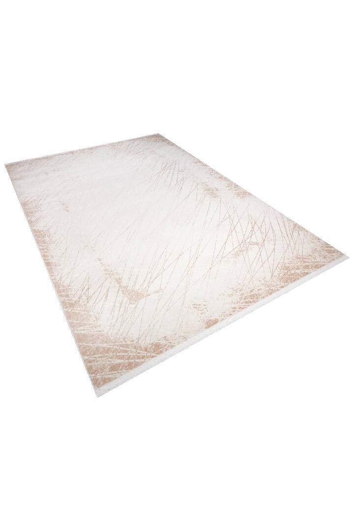 Sofistike Desen Raymond Akrilik Makine Yolluk Özel Ölçü Kesme Halı Ra06 Krem - 3